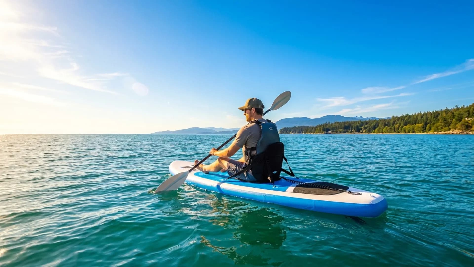 SUP kajakzitje: wanneer wel, wanneer niet? Welke boards passen?: zonnig sfeerbeeld op het water