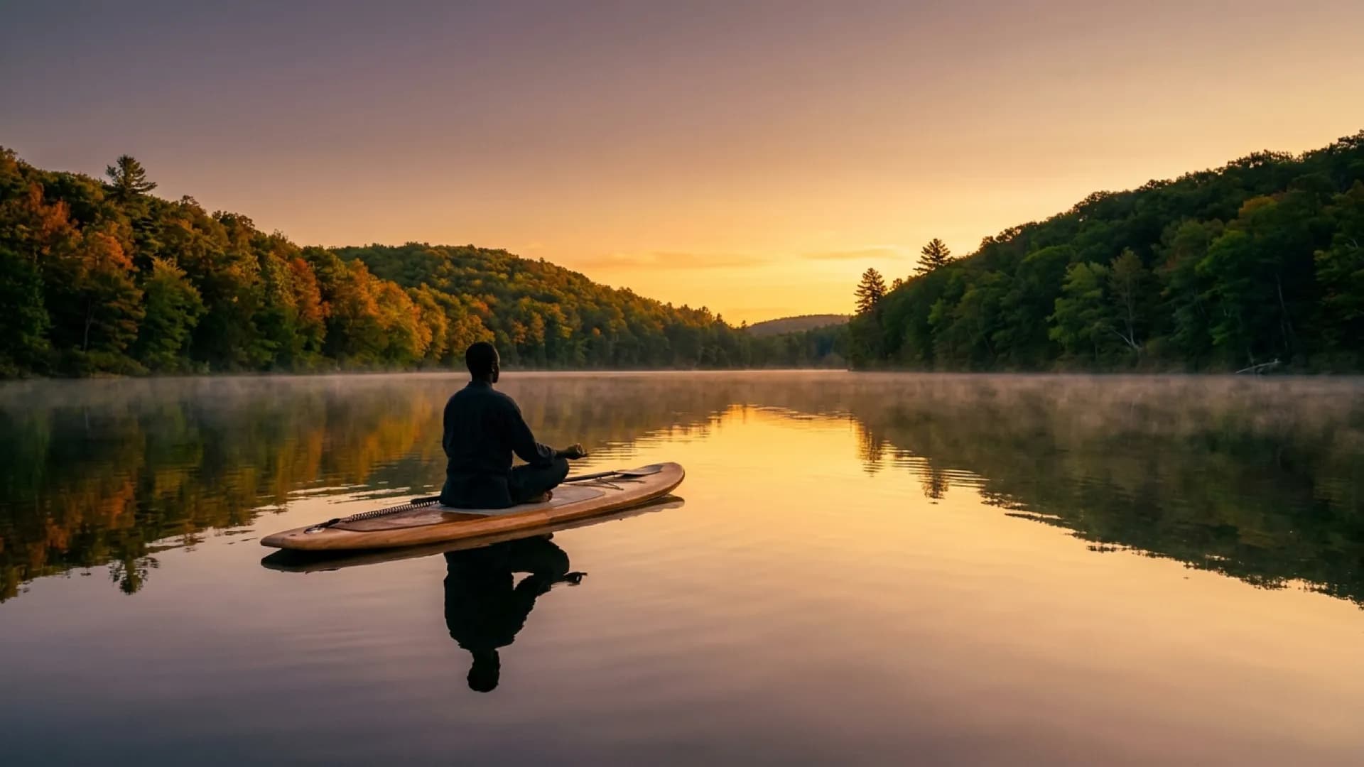 SUP meditatie: mindfulness op het water voor wie rust zoekt: zonnig sfeerbeeld op het water