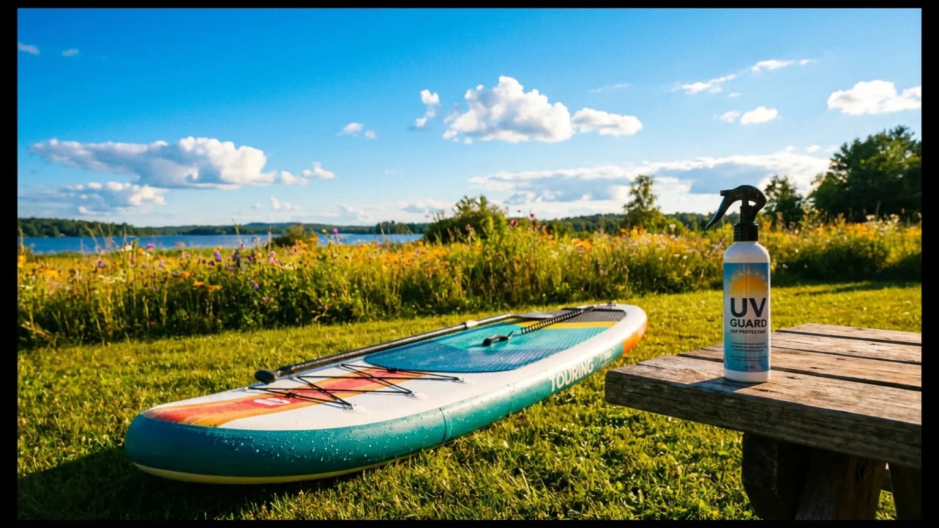 SUP UV-bescherming: zo voorkom je dat de PVC veroudert: zonnig sfeerbeeld op het water