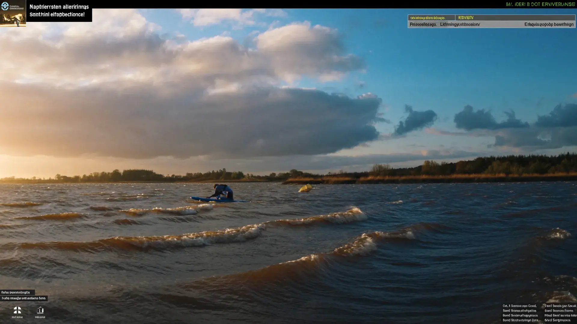 SUP windkracht tabel: wanneer wel en niet het water op — SUP-paddler knielend op het water bij stevige wind