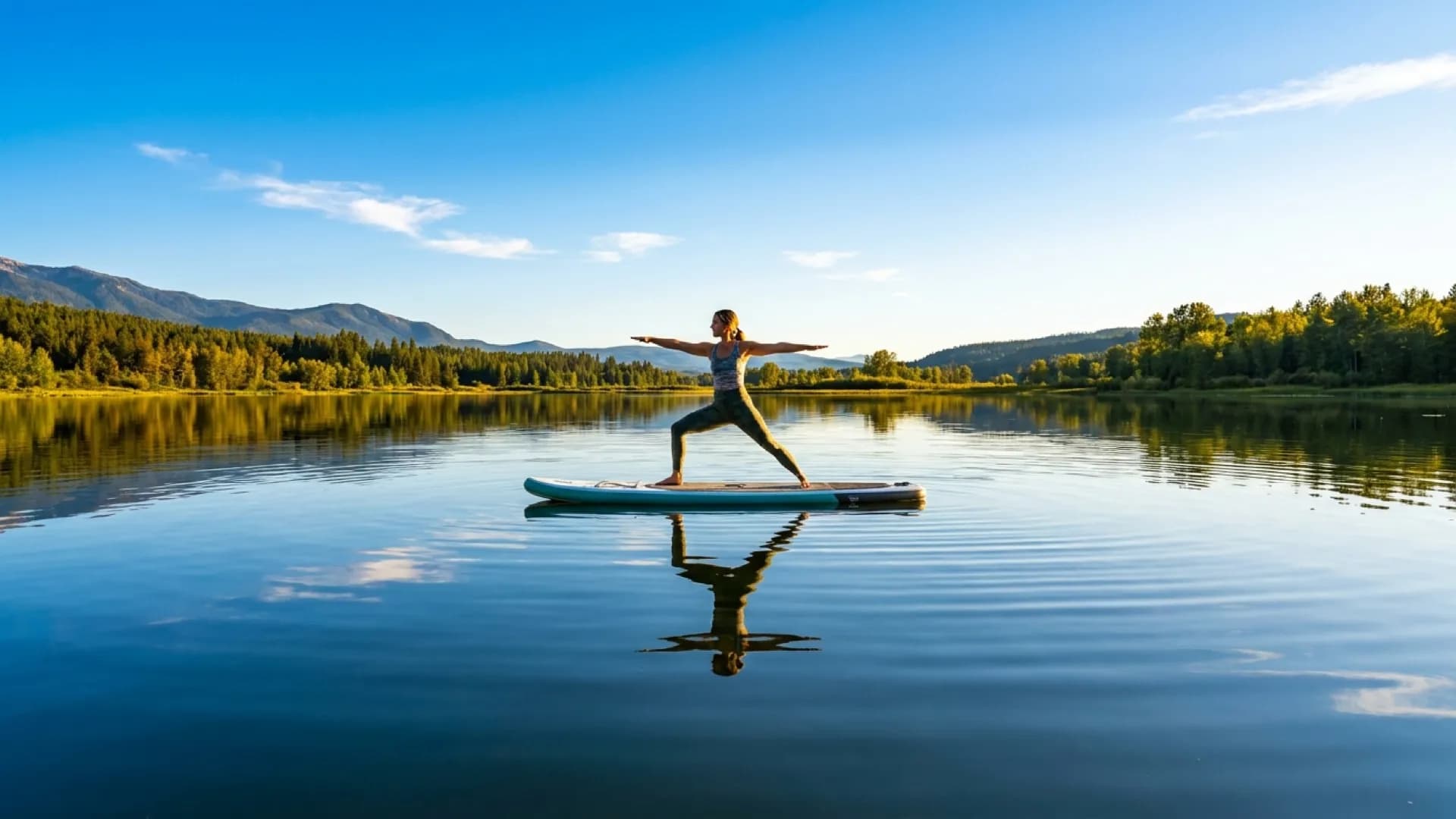 SUP yoga oefeningen: 5 houdingen voor op het water (stap-voor-stap): zonnig sfeerbeeld op het water
