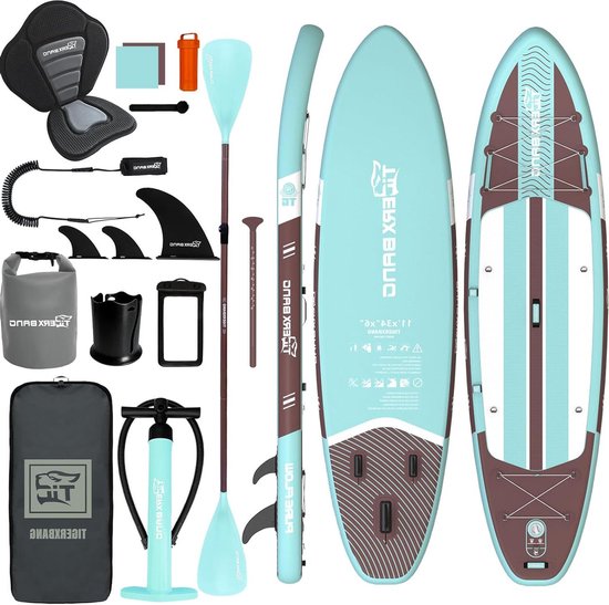 Opblaasbaar Paddleboard - SUP Board - Watersport - Met Zitting - 335 cm Lengte - Aquagroen