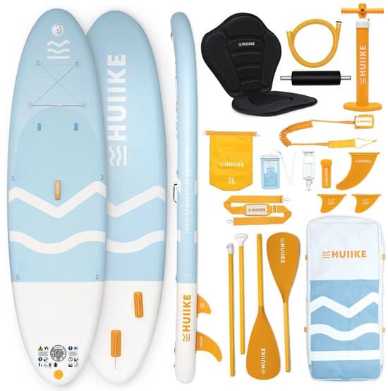 HUIIKE SUP Board - Opblaasbaar Paddle Board met Accessoires, Peddel, Vinnen, Pomp - Stand Up Paddle met Hoge Stabiliteit - 305 x 84 x 15 cm - Max. 130 kg