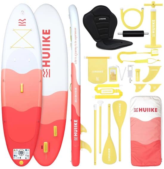 HUIIKE SUP Board - Opblaasbaar Paddle Board met Accessoires, Peddel, Vinnen, Pomp - Stand Up Paddle met Hoge Stabiliteit - 305 x 84 x 15 cm - Max. 130 kg