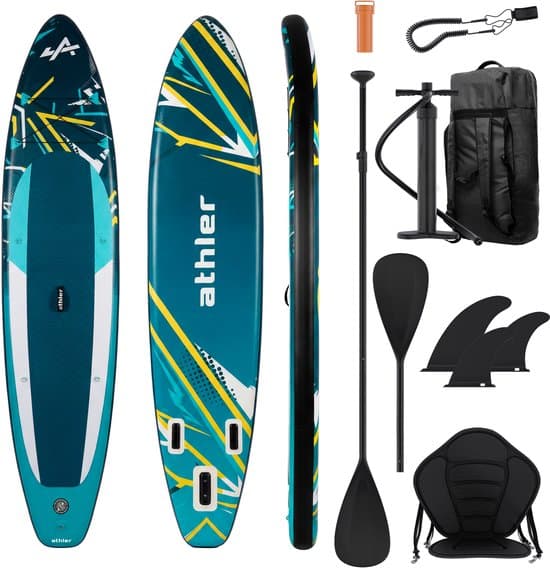 ATHLER Zander 350 SUP Board - Opblaasbaar Paddle Board - Complete Set - 350 cm - Max. 150 kg - Blauw
