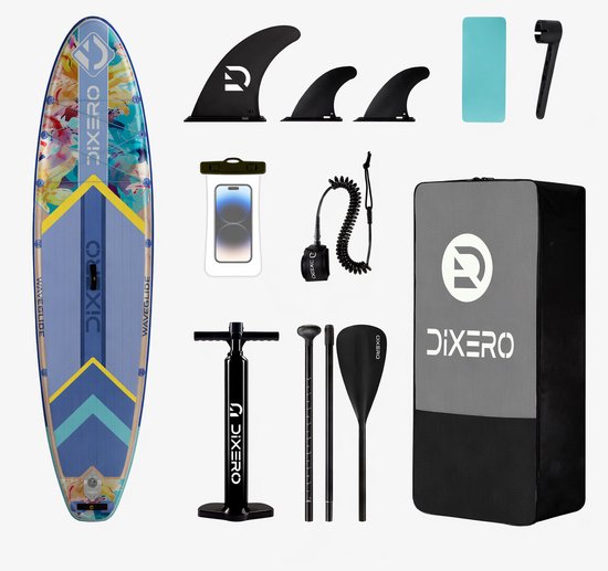 COIL Opblaasbaar SUP Board 335 cm – Allround Stand Up Paddle Set – Inclusief Peddel, Pomp & Rugzak – tot 170 kg - Paars/Bloemen