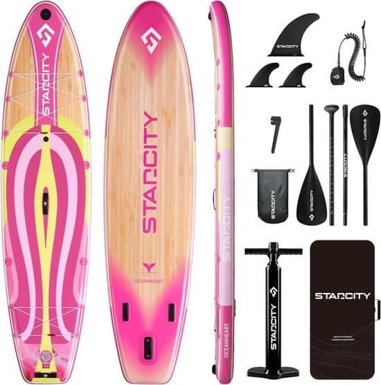 COIL Opblaasbaar SUP Board 351 cm – Allround Stand Up Paddle Set – Inclusief Peddel, Pomp & Rugzak – tot 195 kg - Roze