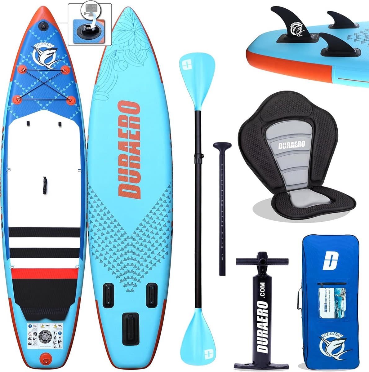 Opblaasbaar Stand Up Set met Kayakfunctie 150 kg, 330×76 cm, max 150 kg