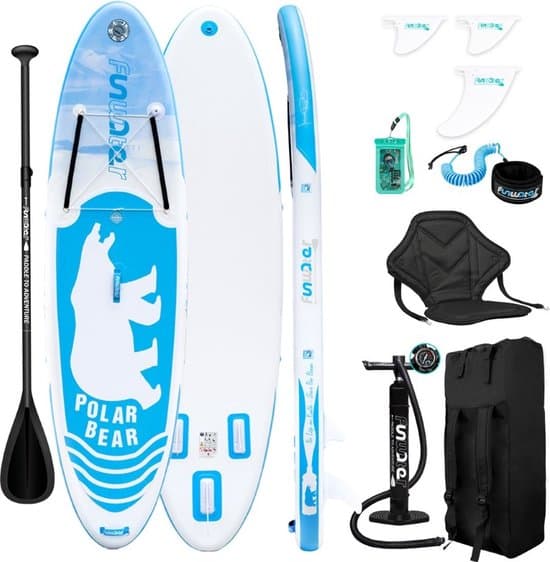 Funwater Polar Bear 10’6 all-round SUP board - Met kajakzitje - Met telefoonhoesje - met GoPo mount