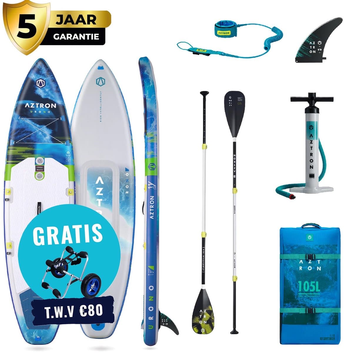 Aztron Premium Pro Urono 11'6 SUP Pakket Touring, 351×81 cm