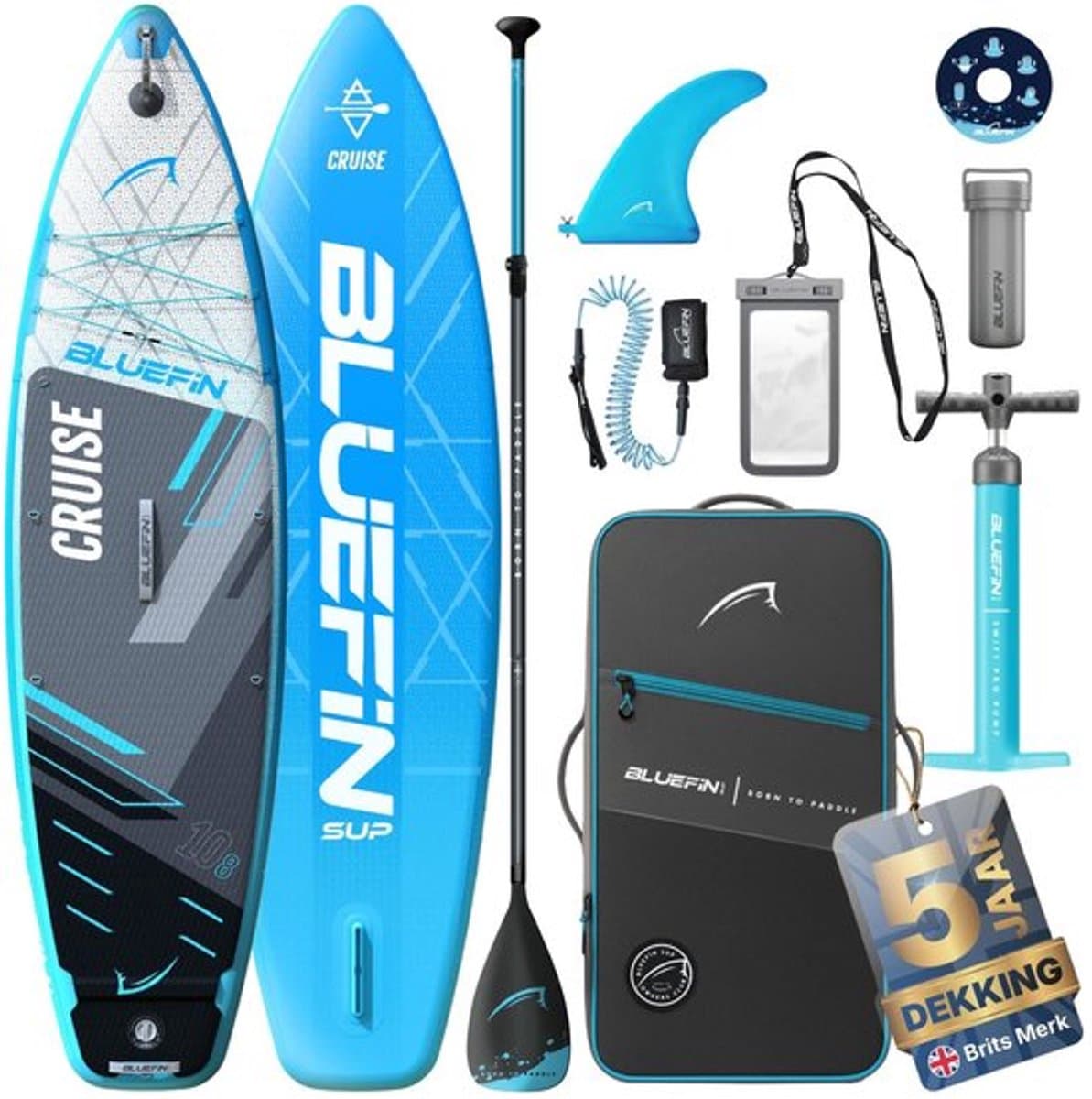 Paddleboard Premium SUP pakket Antislip dekpad, 10.7'