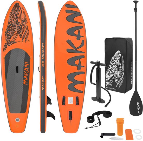Opblaasbare Stand Up Paddle Board Makani Oranje, 320x82x15 cm, incl. pomp en draagtas, gemaakt van PVC en EVA