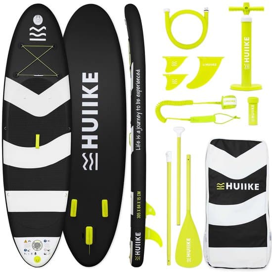 HUIIKE SUP Board - Opblaasbaar Paddle Board met Accessoires, Peddel, Vinnen, Pomp - Stand Up Paddle met Hoge Stabiliteit - 305 x 84 x 15 cm - Max. 130 kg