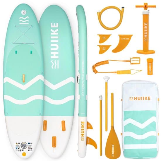HUIIKE SUP Board - Opblaasbaar Paddle Board met Accessoires, Peddel, Vinnen, Pomp - Stand Up Paddle met Hoge Stabiliteit - 305 x 84 x 15 cm - Max. 130 kg