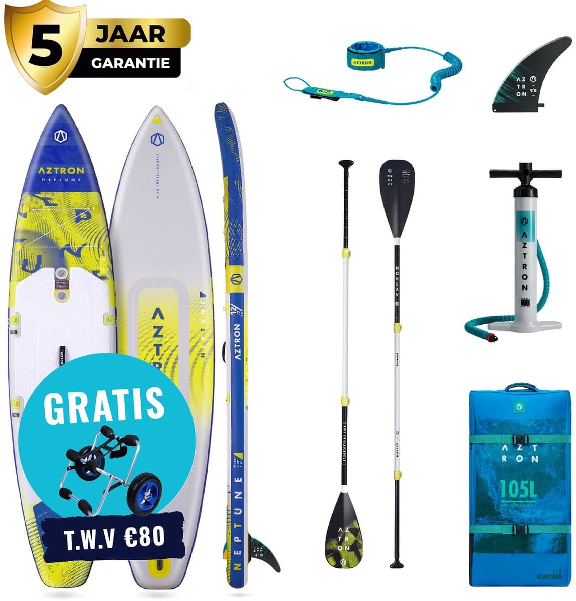 Aztron Premium Pro Neptune 12'6 SUP Pakket, 381×81 cm