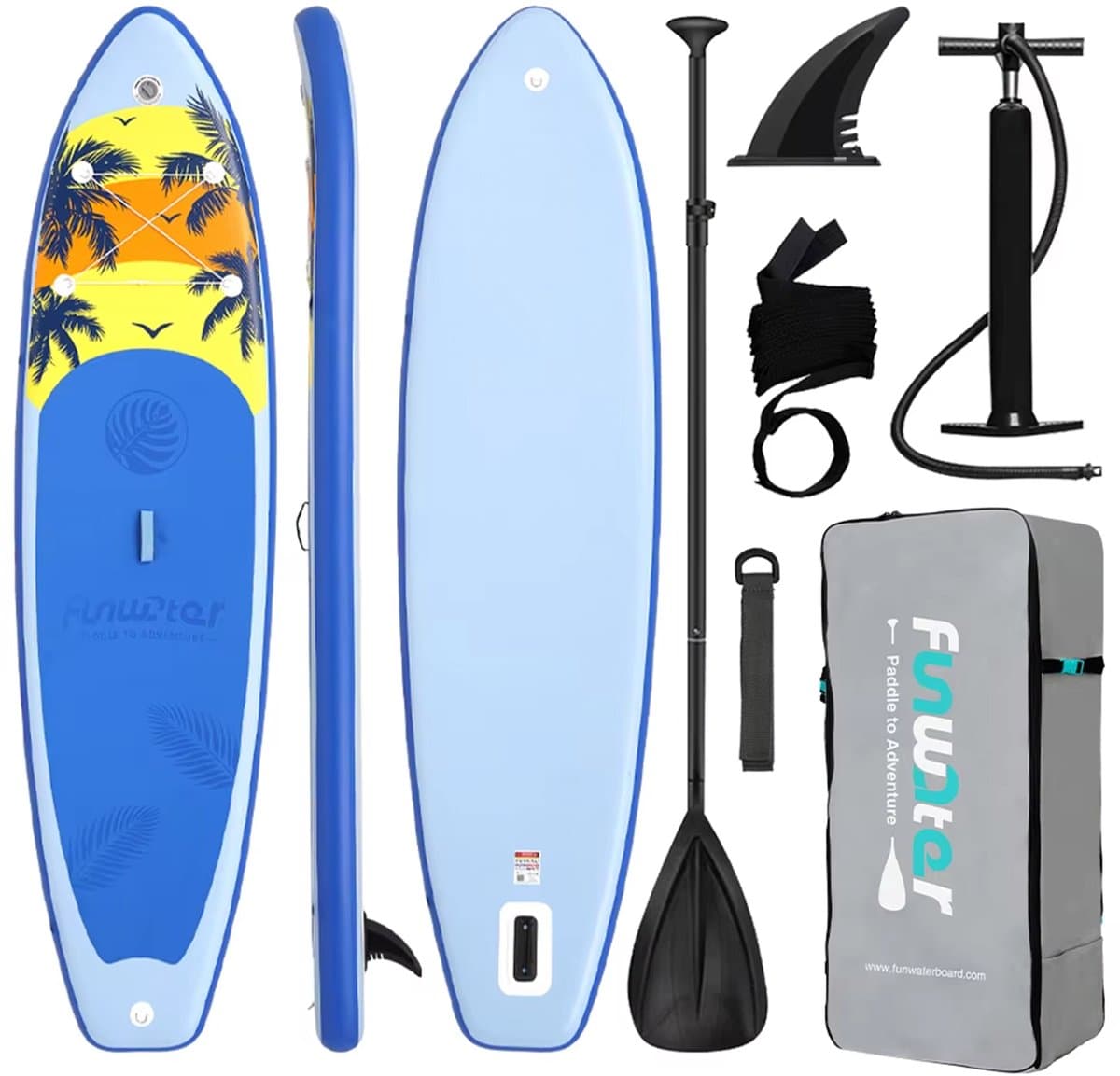 Funwater SUPFW55B SUP blauw stabiel, 335×83 cm, max 180 kg