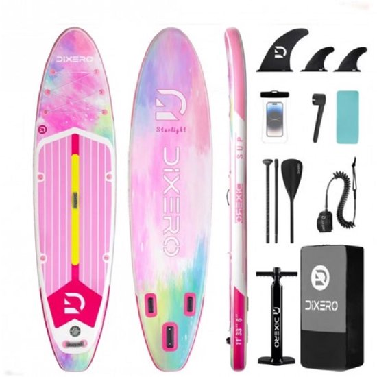 COIL Opblaasbaar SUP Board 335 cm – Allround Stand Up Paddle Set – Inclusief Peddel, Pomp & Rugzak – tot 170 kg - Lichtroze