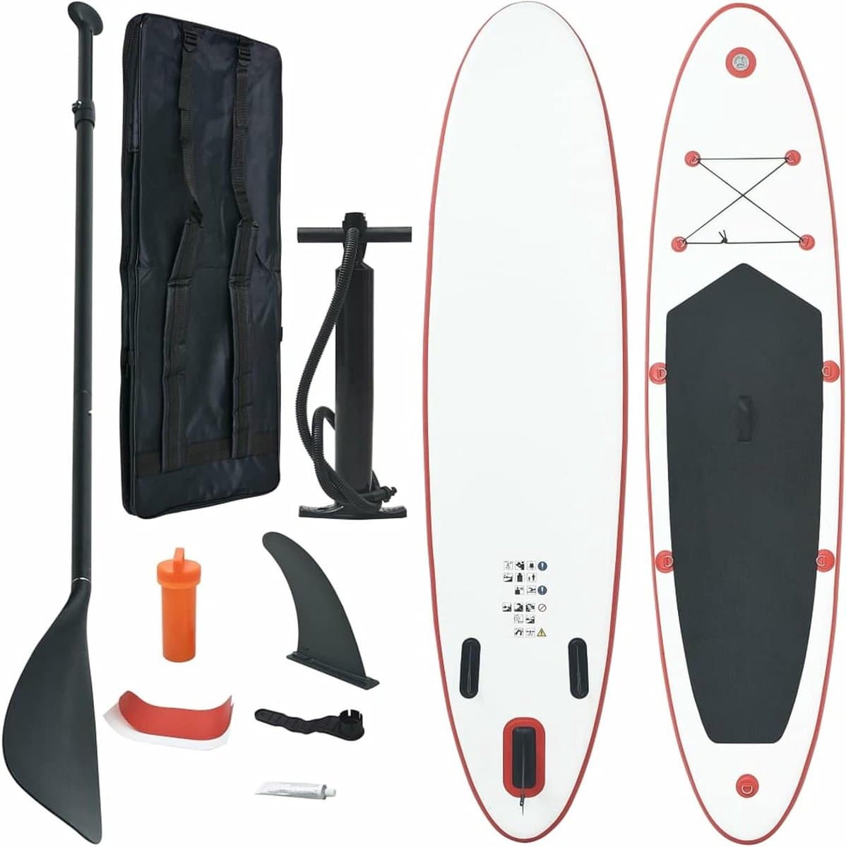Stand Up Set SUP Surfboard Rood en Wit, Stand Up Paddleboards