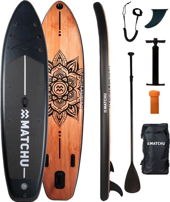 Matchu - SUP board - Hout/Mandala - Stand up paddle board - 320x81x15 - Opblaasbaar