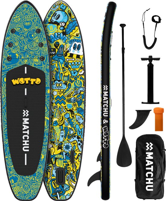 Matchu Sports - SUP board - Designed by Wotto - Limited collection ART - Stand up paddle board - 320x81x15 - Opblaasbaar - Premium kwaliteit