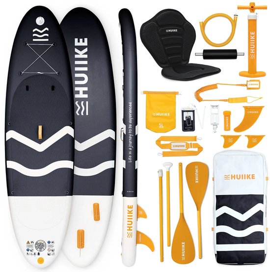 HUIIKE SUP Board - Opblaasbaar Paddle Board met Accessoires, Peddel, Vinnen, Pomp - Stand Up Paddle met Hoge Stabiliteit - 305 x 84 x 15 cm - Max. 130 kg