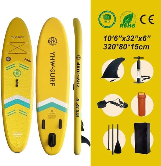 Nivard Sup Board - Opblaasbaar - Supboard - Sup Boards - Paddle - Kayak - 320cm - Geel