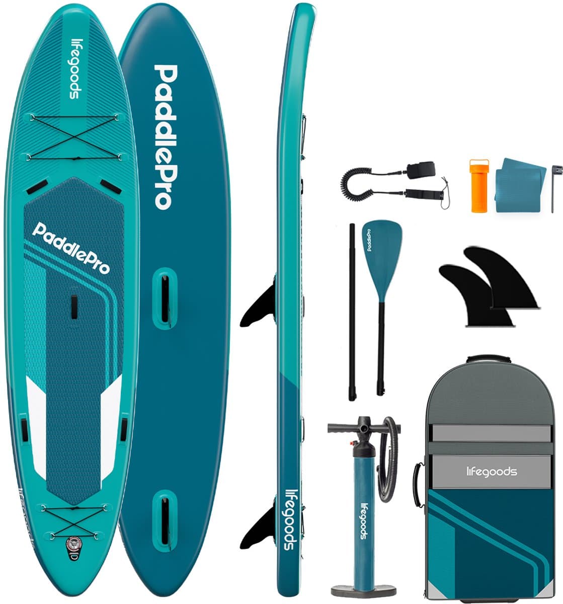 LifeGoods SUP Tandem 2 Personen 220 Kg Draagkracht, 381×86 cm, max 220 kg