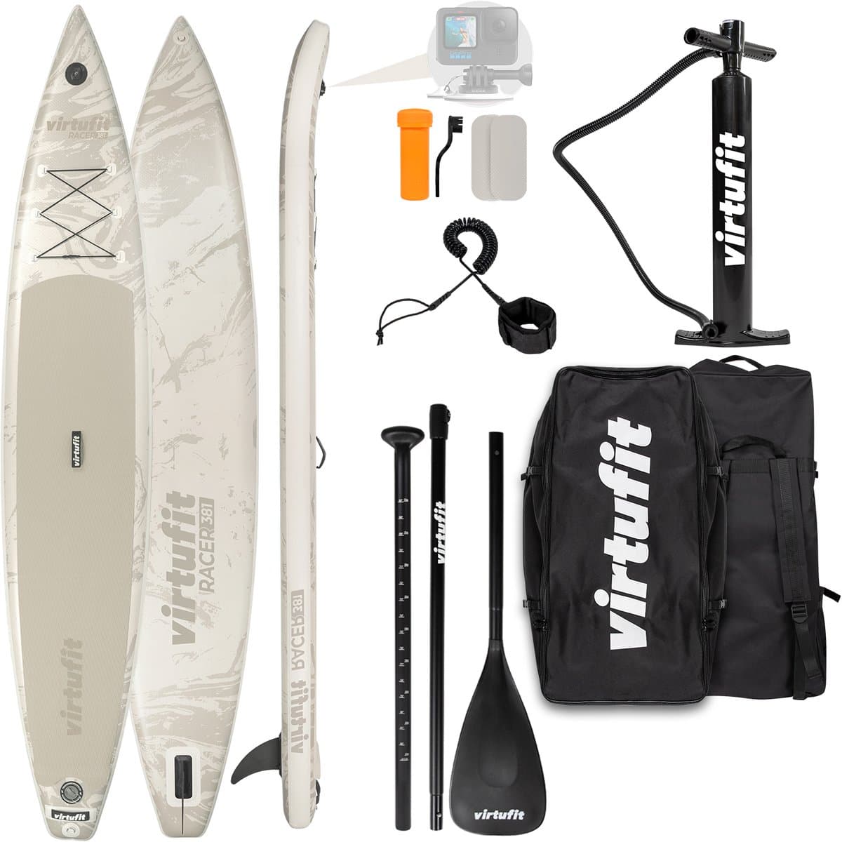 VirtuFit Racer SUP Met GoPro Mount, Kickpad &, 381 cm