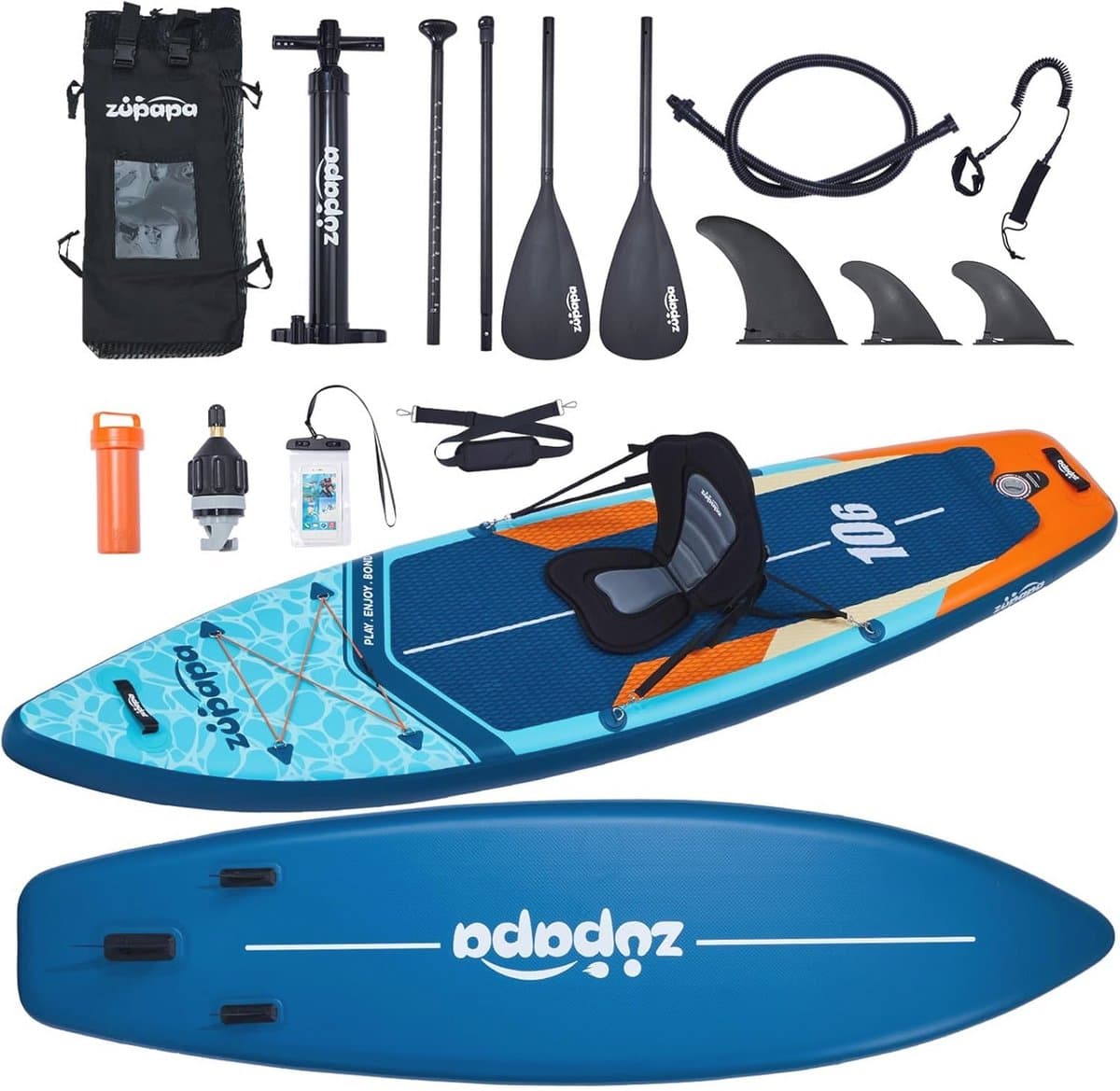 Opblaasbare SUP boardset met kajakzitting en accessoires