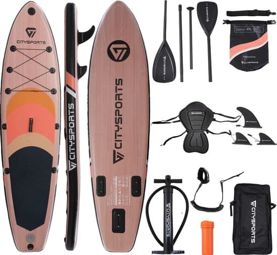 CITYSPORTS SUP Board - Paddle Board - Opblaasbaar Paddle Board - Verstelbare Peddel - Complete Set - 320 cm - Max. 160 kg
