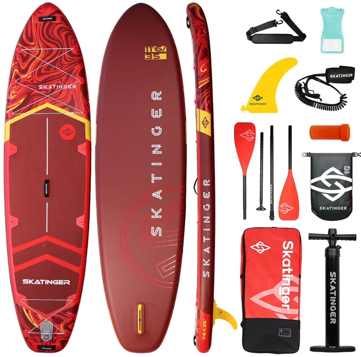 Skatinger Prana Magma Red Yoga SUP Compleet Pakket
