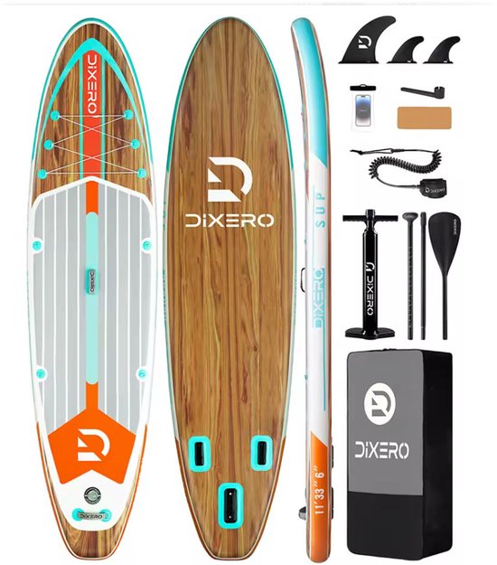 COIL Opblaasbaar SUP Board 335 cm – Allround Stand Up Paddle Set – Inclusief Peddel, Pomp & Rugzak – tot 170 kg - Bruin