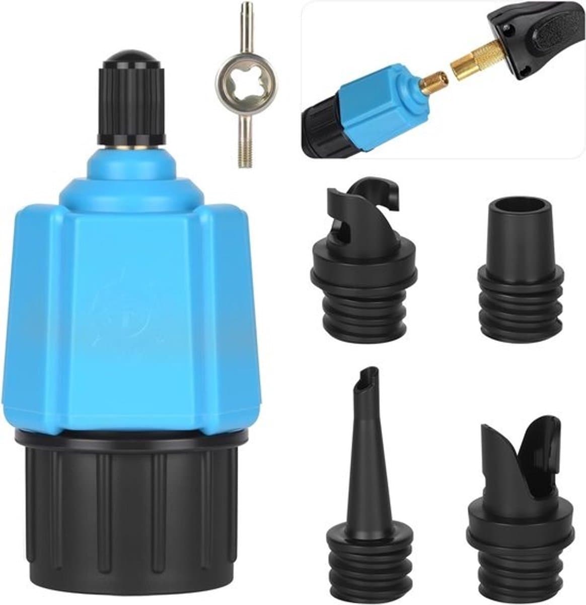 Opblaasbare SUP adapter met gasmondstukken voor compressor
