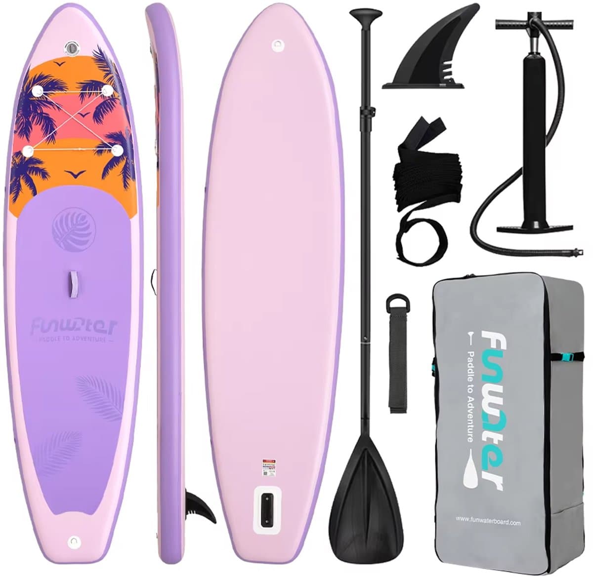 Funwater SUPFW55C SUP paars stabiel, 335×83 cm, max 180 kg