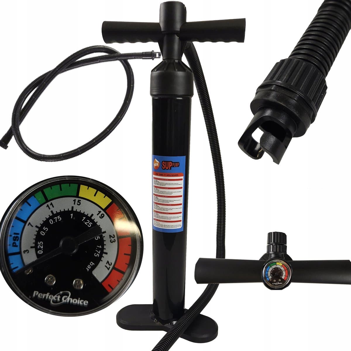 Handpomp SUP met manometer Snel en Krachtig