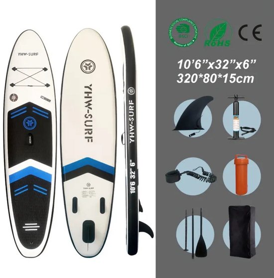 Bovista Sup Board - Opblaasbaar - Supboard - Sup Boards - Paddle - Kayak - 320cm - Wit