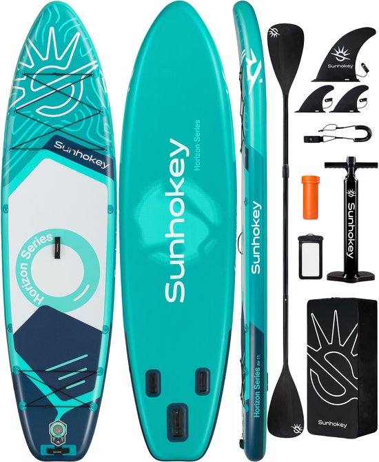 COIL Opblaasbaar SUP Board 335 cm – Allround Stand Up Paddle Set – Inclusief Peddel, Pomp & Rugzak – tot 181 kg - Blauw