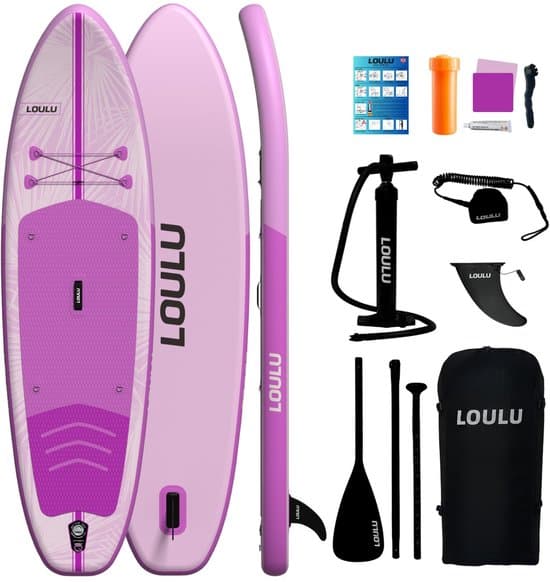 LOULU SUP Board Set - Allround - Compleet Pakket - Opblaasbaar Paddle Board - 315x84cm - Roze - 150kg