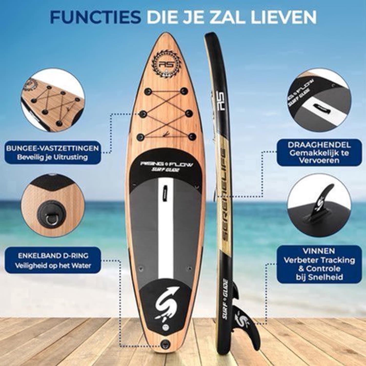 Opblaasbaar Stand Up Peddelboard, 320×81 cm