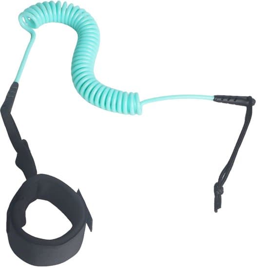 Surftouw - Bevestigingstouw voor surfplankbeen - Surftouw - Bevestigingstouw voor stand-up paddleboard - Anti-verliestouw - Rekbaar - Met klittenband - Paddleboardaccessoires - Geschikt voor paddleboards, surfboards en kajaks - Lichtblauw
