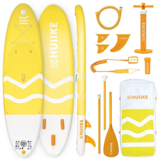 HUIIKE SUP Board - Opblaasbaar Paddle Board met Accessoires, Peddel, Vinnen, Pomp - Stand Up Paddle met Hoge Stabiliteit - 305 x 84 x 15 cm - Max. 130 kg