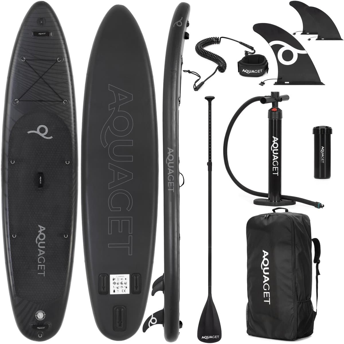 Aquaget® SUP Zwart, 350×81 cm, max 150 kg
