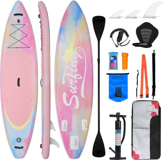 Puluomis Opblaasbaar Paddle Board - SUP Paddle Board - met Zitje - Complete Set - Max. 180KG - 335x84cm - Poederblauw