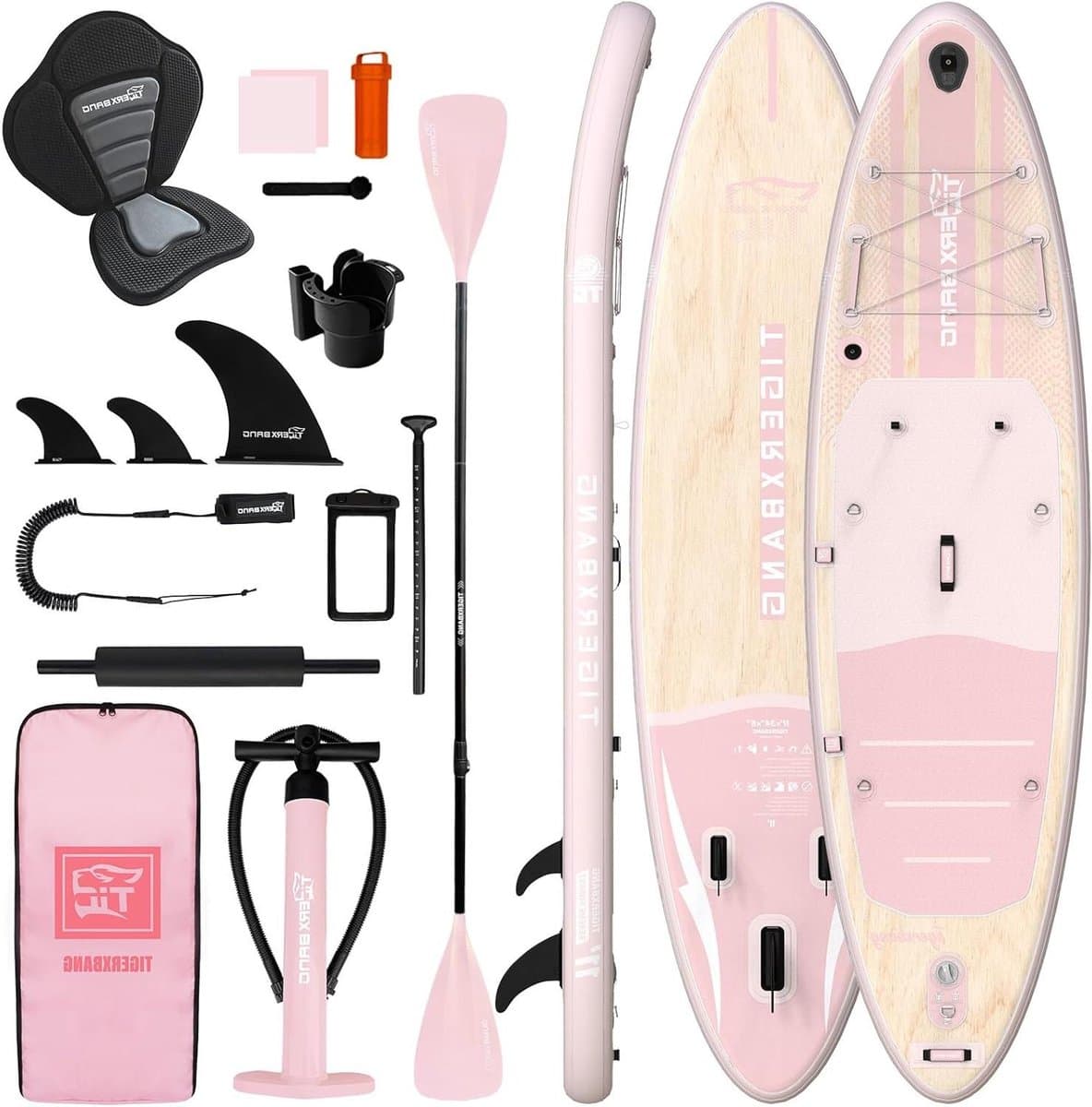 Opblaasbaar Watersport Antislip EVA Dek Roze, 335×86 cm