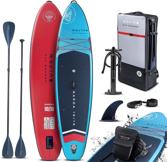 Movino Garda - Sup Board - 10’10” (330cm) - Opblaasbaar - Max. 160 kg - Rugzak - Dubbele pomp - Leash, Vin - 2-in-1 peddel - Kajakstoel - Reparatieset