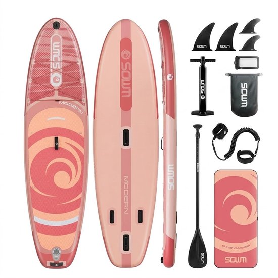 COIL Opblaasbaar SUP Board 320 cm – Allround Stand Up Paddle Set – Inclusief Peddel, Pomp & Rugzak – tot 158 kg - Perzik