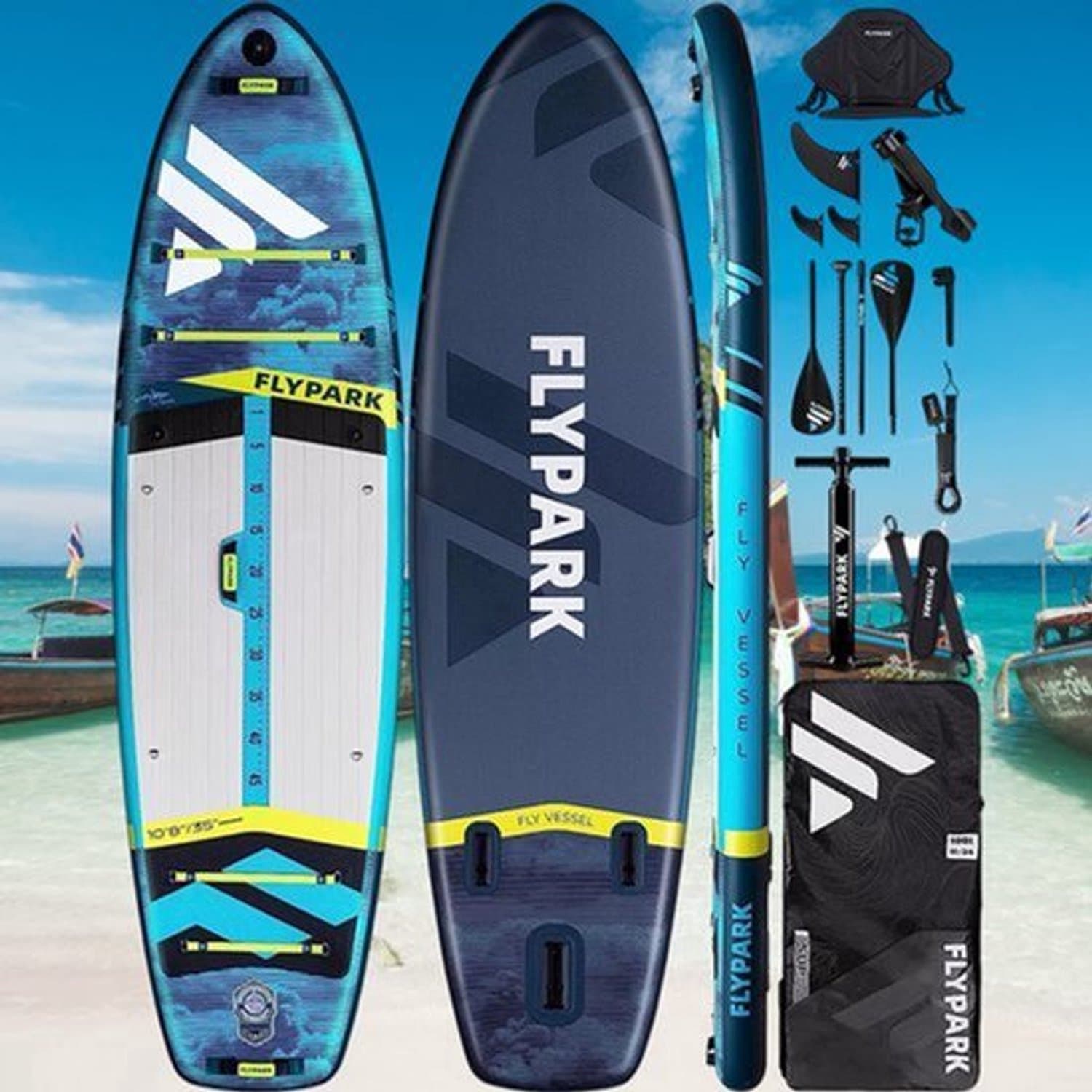 SUP Cyan Flypar Dubbellaags Lengte, 335 cm