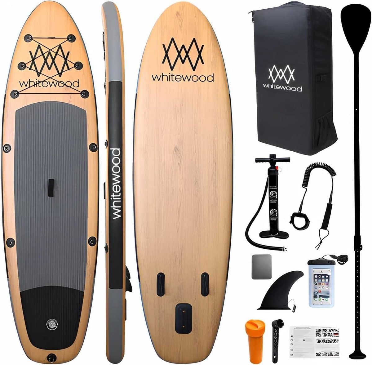 Inflatable SUP Premium Houtdesign Geschikt voor 2, 335 cm, max 180 kg