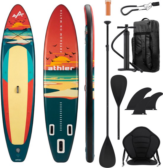 ATHLER Zander 350 SUP Board - Opblaasbaar Paddle Board - Complete Set - 350 cm - Max. 150 kg - Oranje
