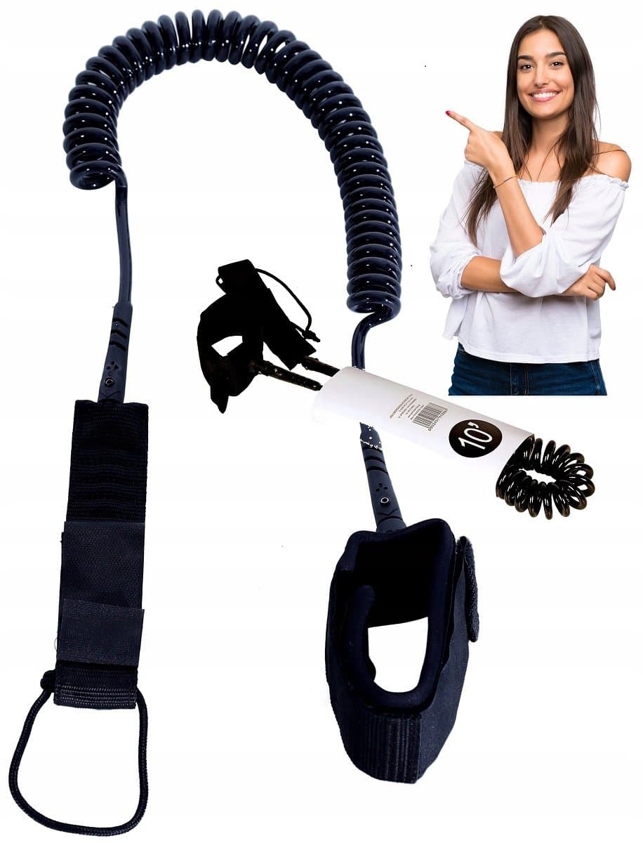 Enero SUP Leash 3m Spiraalkoord Veiligheidslijn Zwart